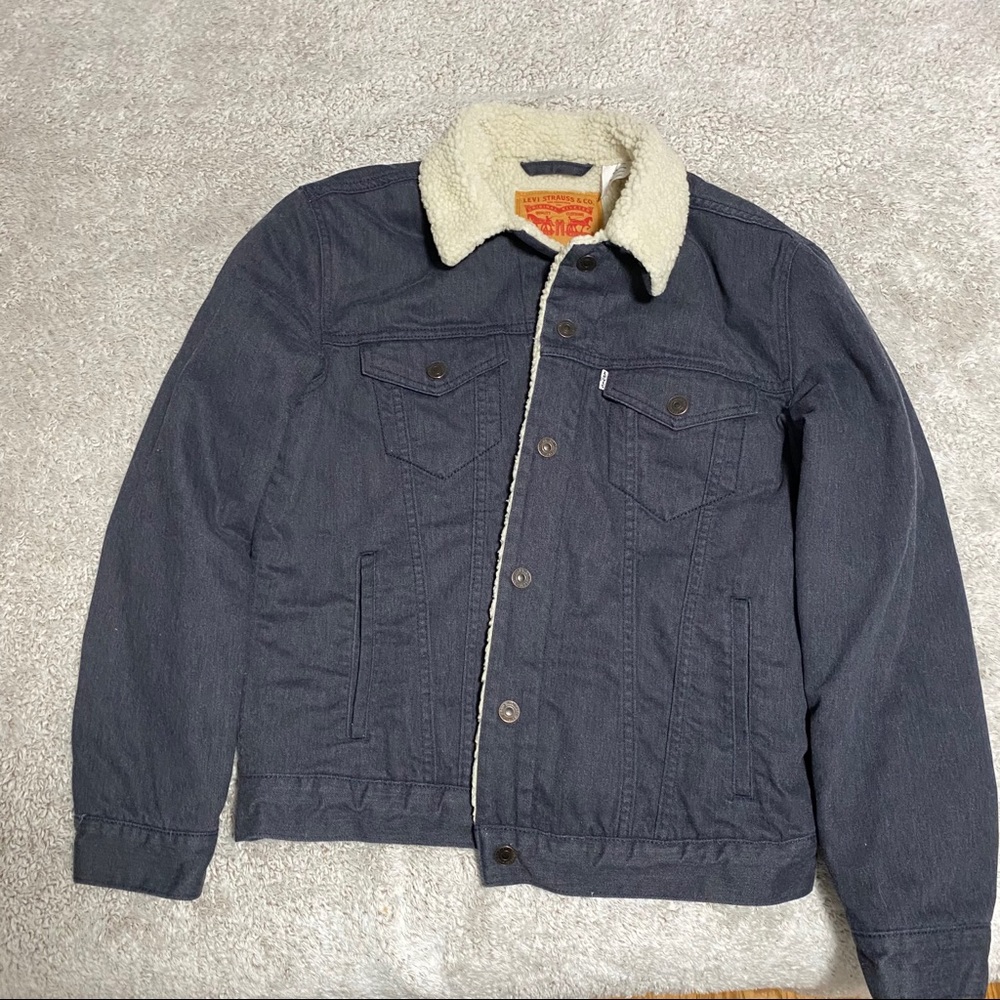 Levi’s Sherpa Jean Jacket Men Dark Blue Gray